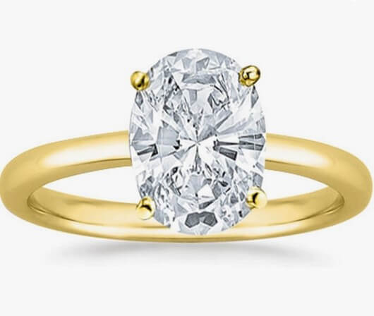 Houston Diamond District 14K Yellow Gold 1 Carat Lab Grown Solitaire Oval Cut IGI CERTIFIED Diamond Engagement Ring (1 Ct,H-I Color VS1-VS2 Clarity)